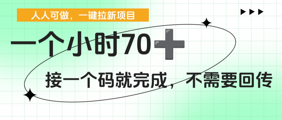 一个小时70+，一键拉新项目，接一个码就完成，不需要回传-项目网