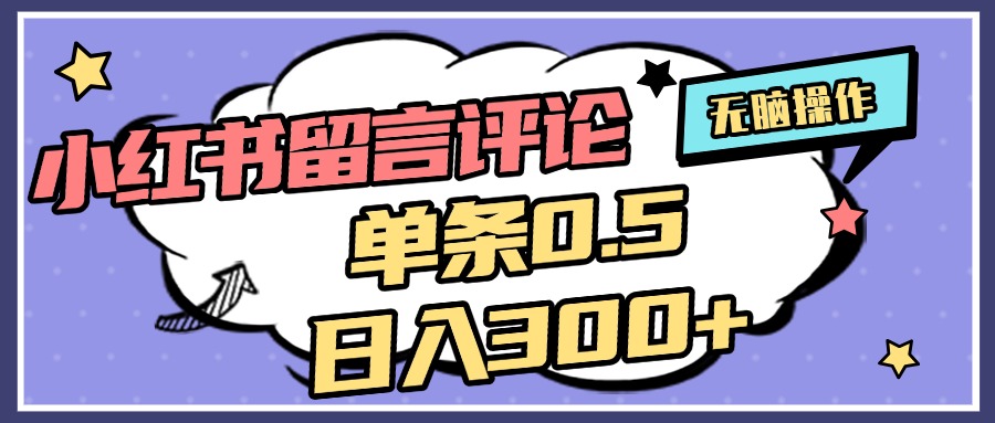 2025最新小红书评论单条0.5元，日入300＋，无上限，详细操作流程-项目网