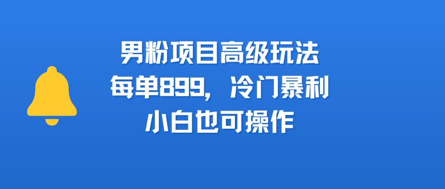 男粉项目高级玩法,每单899,冷门暴利,小白也可操作-项目网