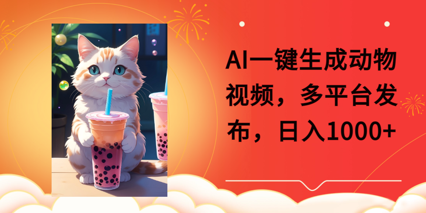 AI一键生成动物搞笑视频，多平台发布，轻松破千万播放，日入2000+-项目网