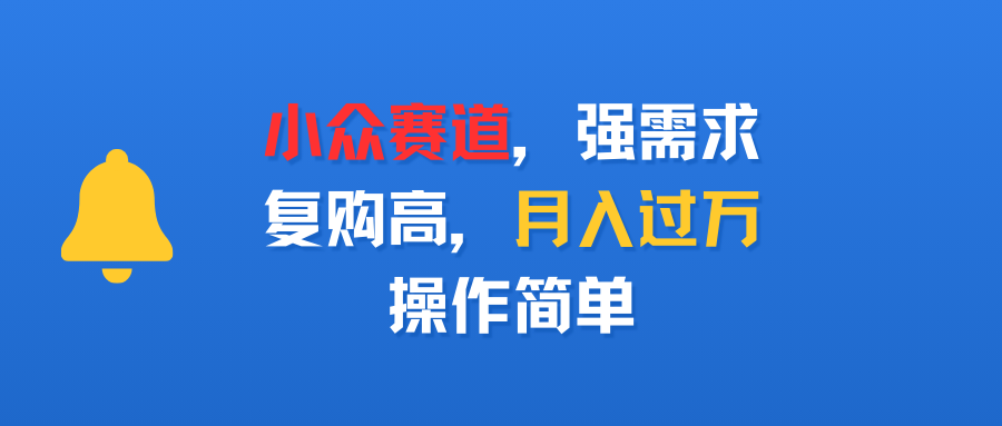 小众赛道，强需求，复购高，月入过万，操作简单-项目网