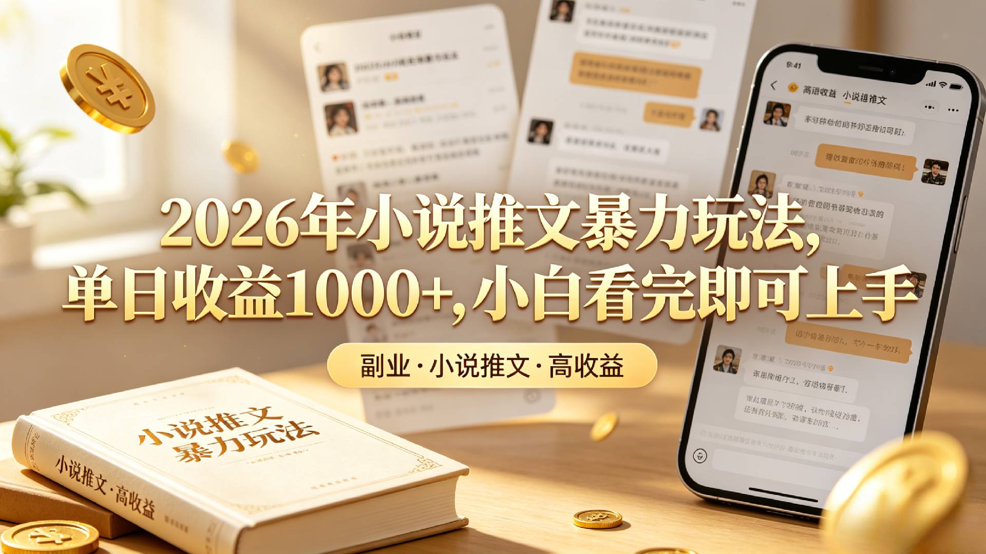 2026年小说推文暴力玩法，单日收益1000+，小白看完即可上手-项目网