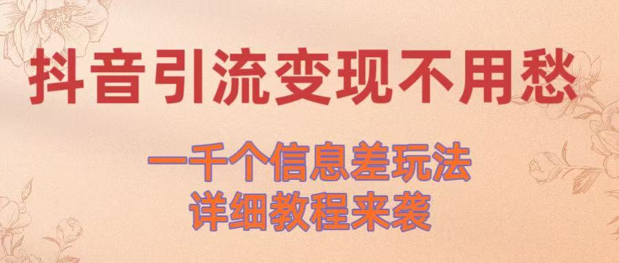 抖音引流变现不用愁！一千个信息差玩法详细教程来袭-项目网