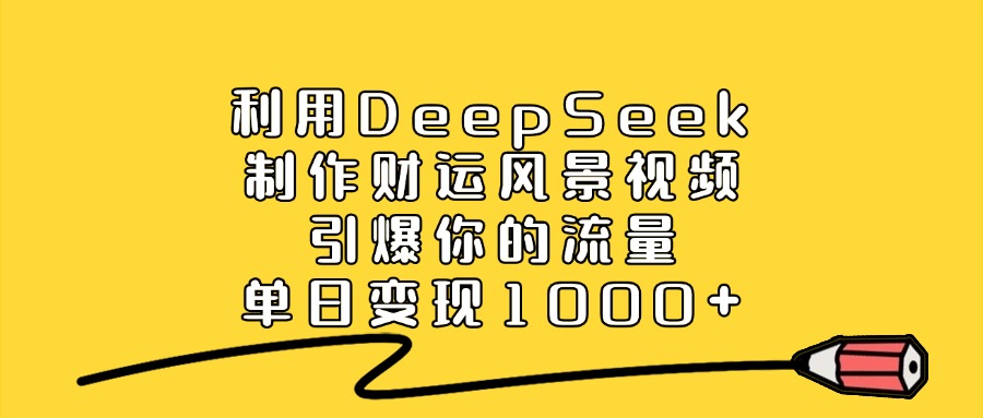 利用DeepSeek制作，财运风景视频，引爆你的流量，单日变现1000+-项目网