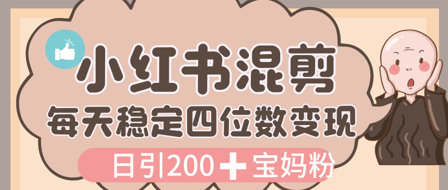 价值 3980 的小红书混剪, 虚拟变现,日引 200+宝妈创业粉,每天稳定四位数变现-项目网