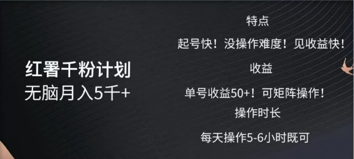 红薯千粉计划无脑月入5千➕！既做既赚！-项目网