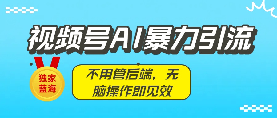 独家蓝海!视频号AI暴力引流:不用管后端,无脑操作即见效-项目网
