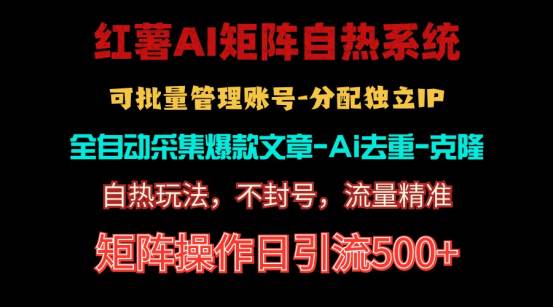 红薯矩阵自热系统，独家不死号引流玩法！矩阵操作日引流500+-项目网