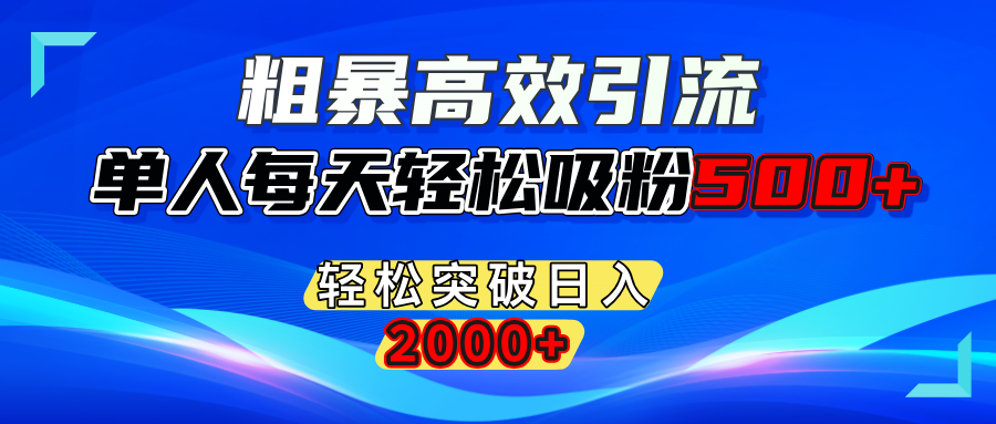 粗暴高效引流,单人每天轻松吸粉500+,轻松突破日入2000+-项目网
