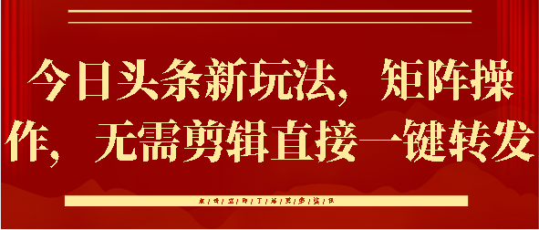 今日头条新玩法，矩阵操作，无需剪辑直接一键转发-项目网