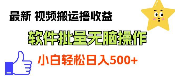 最新视频搬运撸收益，软件无脑批量操作，新手小白轻松上手-项目网