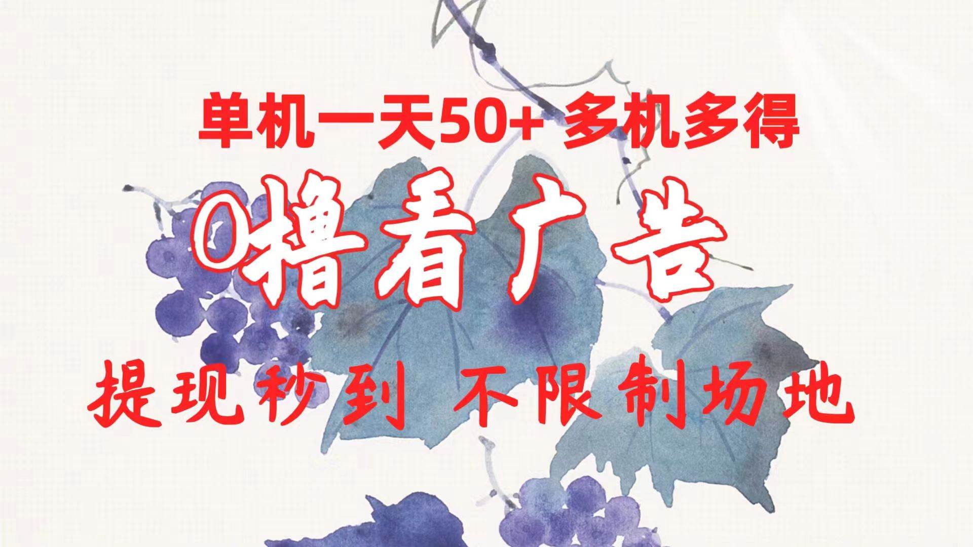 0撸看广告 单机一天50+多机多得 提现秒到 不限制场地操作-项目网