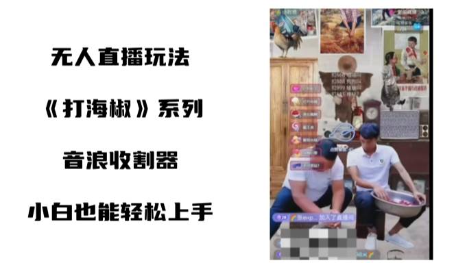 打海椒无人直播整蛊项目，小白轻松上手撸音浪收割器（教程+工具+素材）-项目网