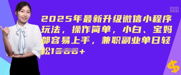 2025年最新升级微信小程序玩法，操作简单，小白、宝妈都容易上手，兼职副业单日轻松多张-91项目网